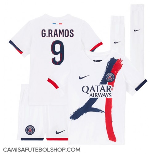 Camisa de time de futebol Paris Saint-Germain Goncalo Ramos #9 Replicas 2º Equipamento Infantil 2024-25 Manga Curta (+ Calças curtas)